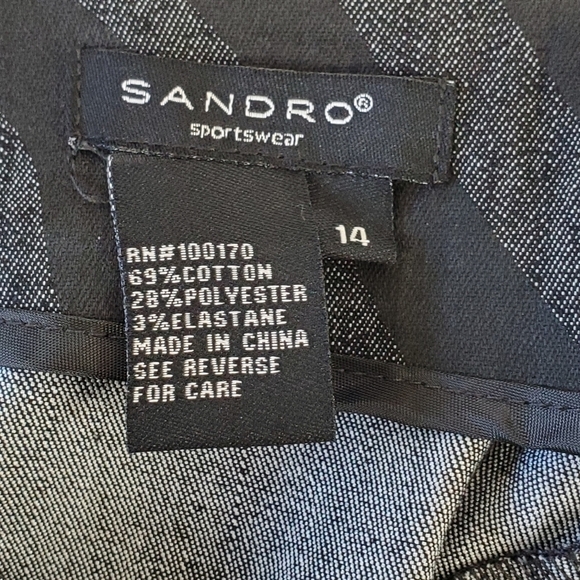 Sandro Asymmetrical Ruffle Hem Skirt 14 Gray Animal Print Stretch Abstract - Picture 10 of 12